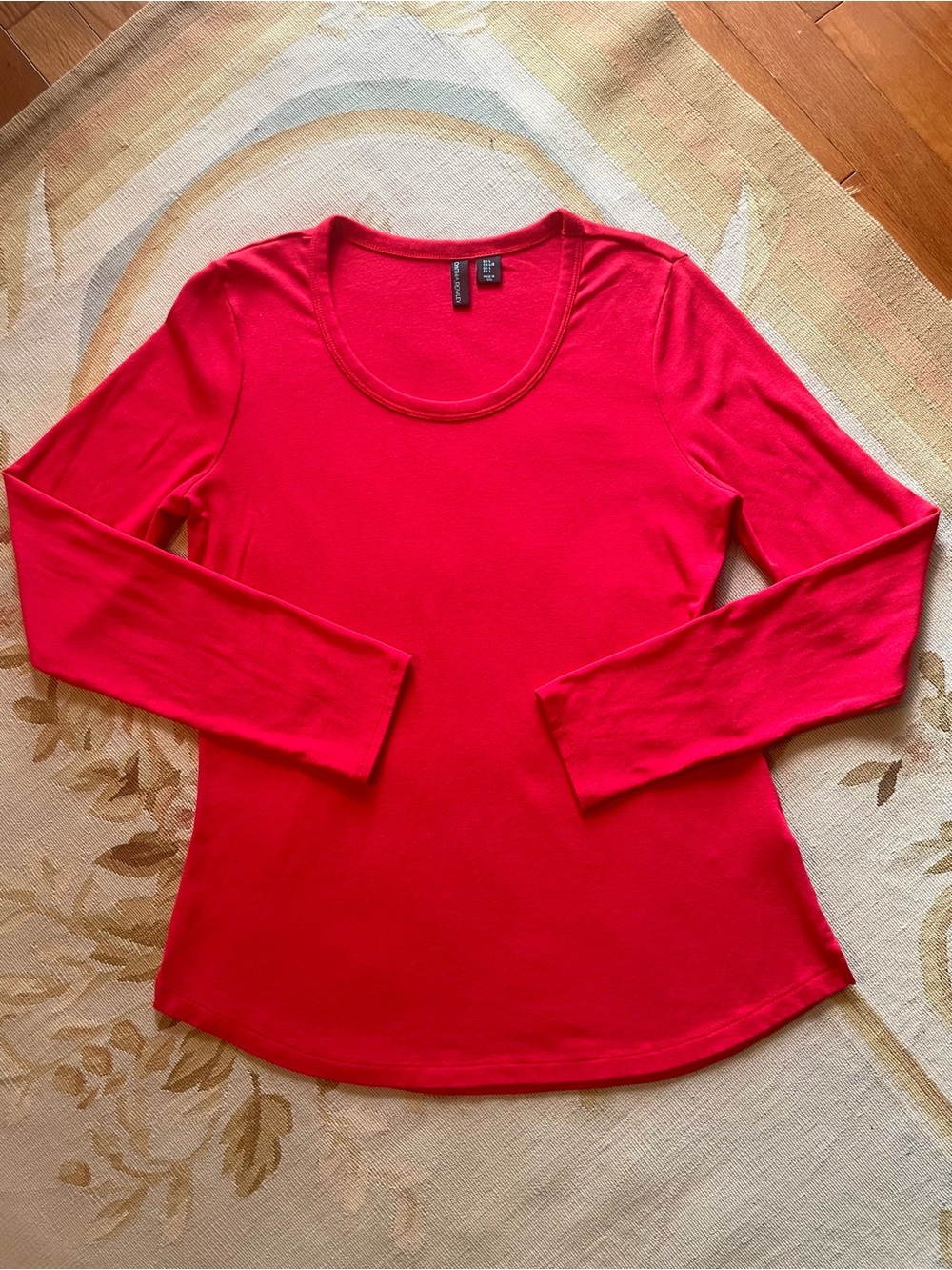 Cynthia Rowley Red Long Sleeve Scoop Neck Top